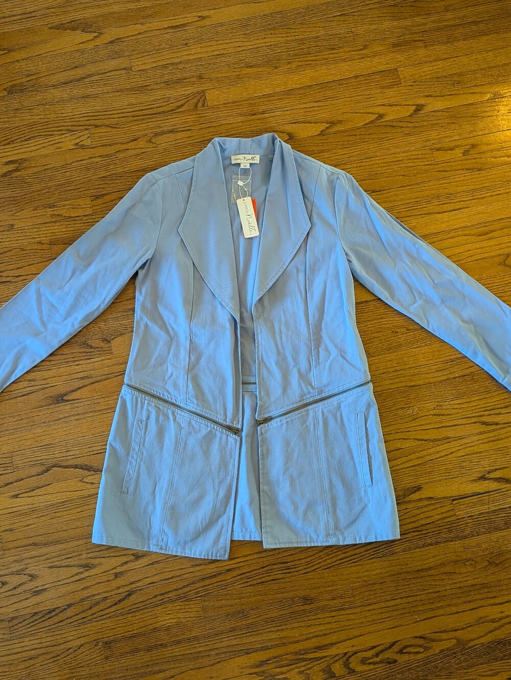 Simply Noelle Light Blue Two In One Zippered Blazer Jacket - Picture 2 of 5